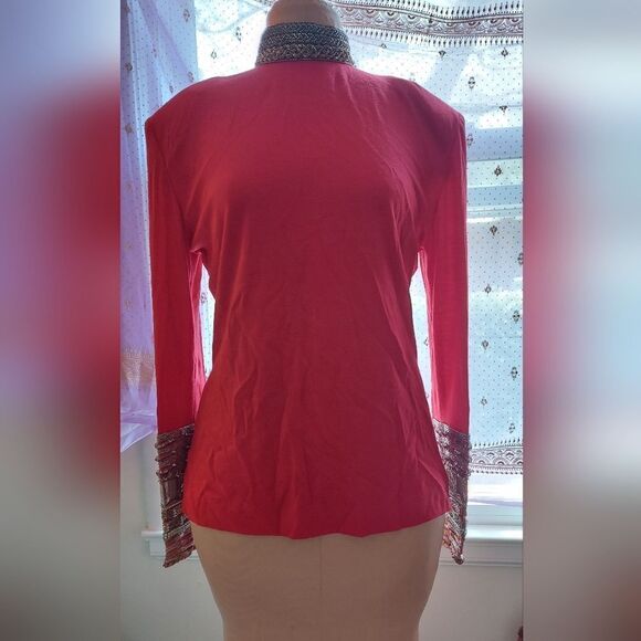 Vintage Beaded Blouse Size M See Below - Picture 8 of 12